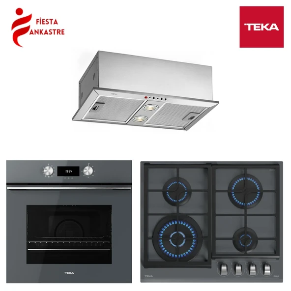TEKA ANKASTRE GRİ SET 6 [ HLB 8400 ST FIRIN + GZC 64320 ST ANKASTRE OCAK + GFH 55 GÖMÜLEBİLİR ASPİRATÖR ] ürün görseli