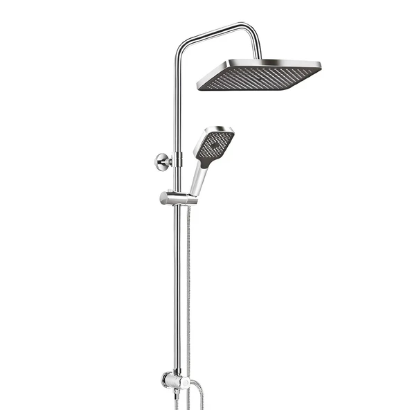 Robot Duş Seti Tam Takım Beyaz Krom Lüks Yağmurlama Fonksiyonlu Yükseklik Ayarlı Başlıklı Sistemi ürün görseli