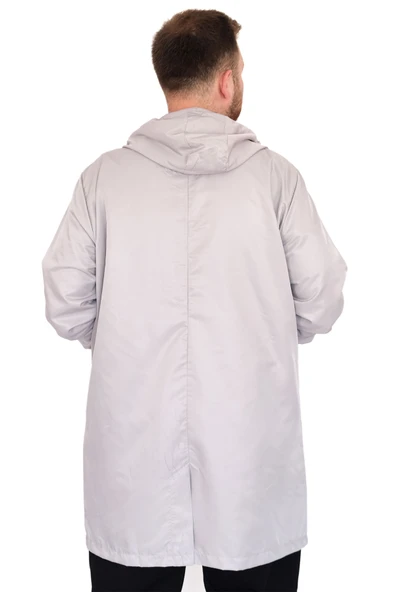 Mode XL Büyük Beden Erkek Yağmurluk Kapşonlu 22700 Gri - Resim 4