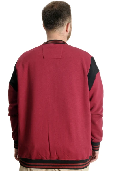 Mode XL Büyük Beden Erkek Kolej Mont Nothing 23630 Bordo - 4