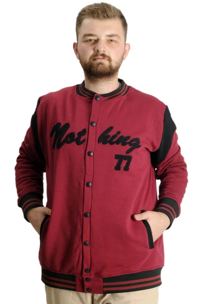 Mode XL Büyük Beden Erkek Kolej Mont Nothing 23630 Bordo