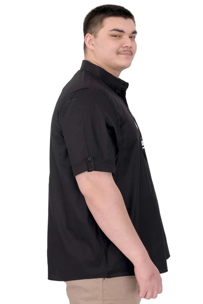 Mode XL Büyük Beden Erkek Gabardin Gömlek Mode09 U25603 Siyah - 2