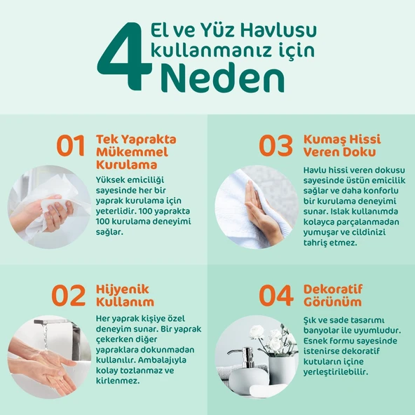 Sofia 100'lü El ve Yüz Havlusu 2 Paket Yumuşak Doku ile Mükemmel Kurulama Sağlar - Resim 6