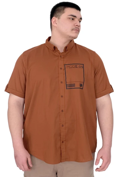 Mode XL Büyük Beden Erkek Gabardin Gömlek Mode09 U25603 Tarçın ürün görseli