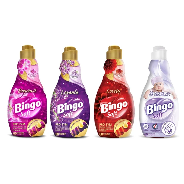Bingo Soft Konsantre Çamaşır Yumuşatıcısı 1440 ml 4 lü Karma Set