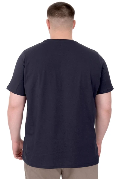 Mode XL Büyük Beden Erkek T-Shirt Bisiklet Yaka Gallery Dept U25003 Lacivert - Resim 4