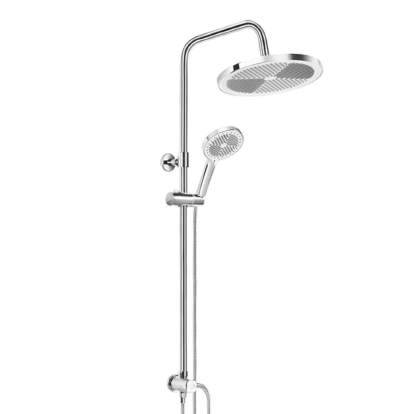 Anka Robot Duş Seti Tam Takım Beyaz Krom Lüks Yağmurlama Fonksiyonlu Yükseklik Ayarlı Duş Sistemi - Resim 4