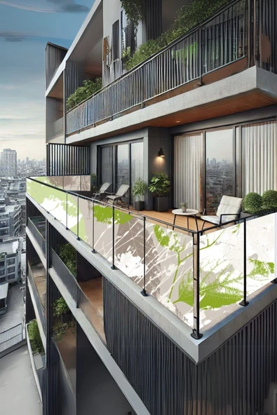 sizenelazım 60cm x 2m  Soluk Yaprak Balkon Bahçe Çit Brandası  Su İtici, UV Koruyucu, Dekoratif Örtü ürün görseli