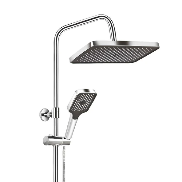 Robot Duş Seti Tam Takım Beyaz Krom Lüks Yağmurlama Fonksiyonlu Yükseklik Ayarlı Başlıklı Sistemi - Resim 3