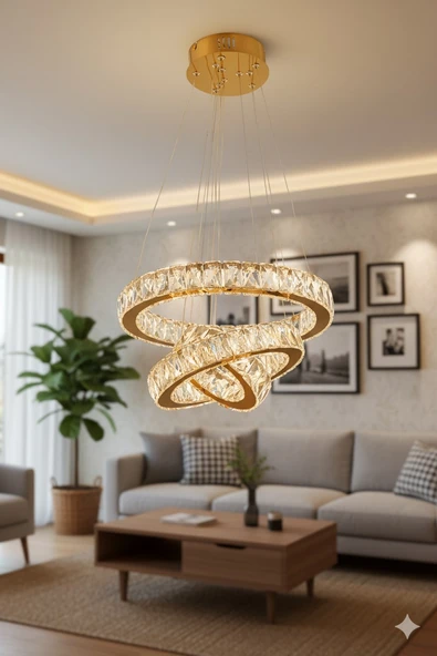 GN GEN AYDINLATMA Plaket Kristal Taş Işlemeli Gold Paslanmaz Ledli 20-30-40 cm 3 Renk - 1