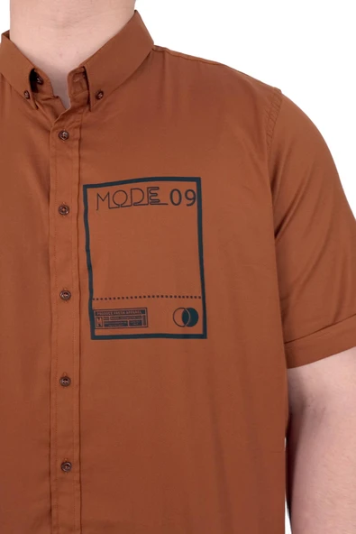 Mode XL Büyük Beden Erkek Gabardin Gömlek Mode09 U25603 Tarçın - Resim 5