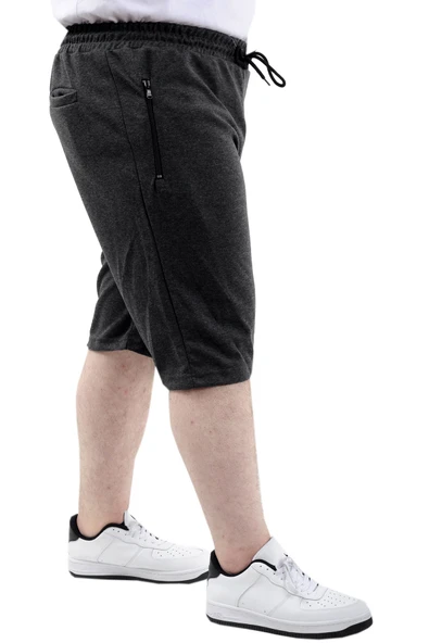 Mode XL Büyük Beden Erkek Kapri Şort Baskılı SIMPLE 24504 Antramelanj - Resim 3