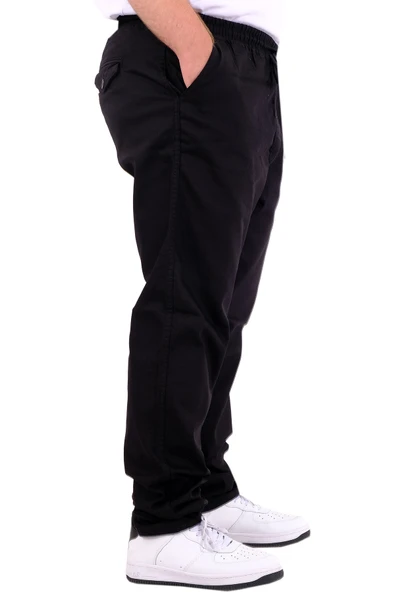 Mode XL Büyük Beden Erkek Gabardin Düz Paça Jogger EVEREST 21929 Siyah - 3