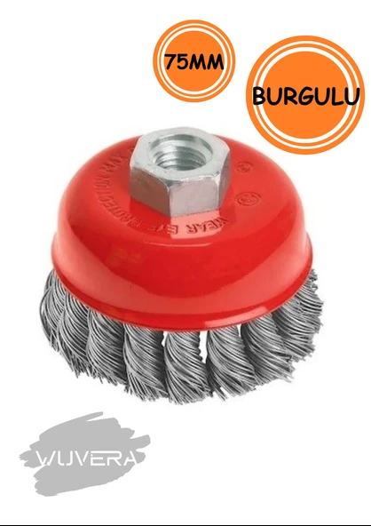 Wuvera Burgulu Çanak Fırça 75 mm – Matkap Uyumlu Metal Temizleme Fırçası ürün görseli 1