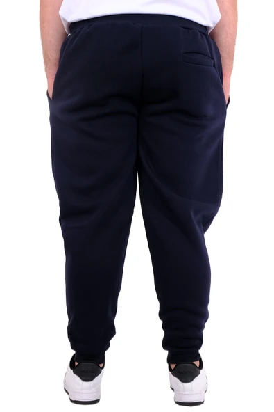 Mode XL Büyük Beden Erkek Eşofman Altı 3 İplik Dar Paça 24520 Lacivert - Resim 4