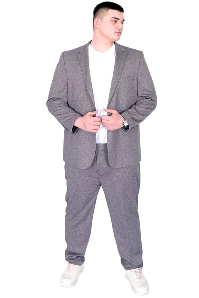 Mode XL Büyük Beden Erkek Takım Elbise Zara Tintin Basic 24020 Koyu Gri ürün görseli