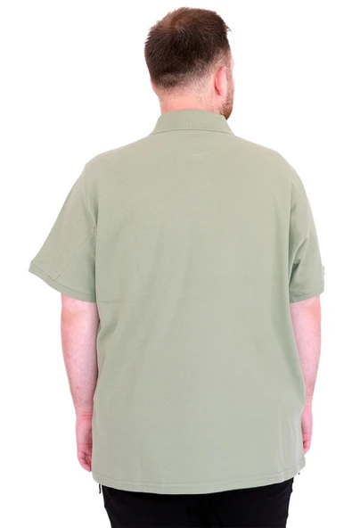 Mode XL Büyük Beden Erkek T-Shirt Polo Yaka REAL U25309 Çağla - 8