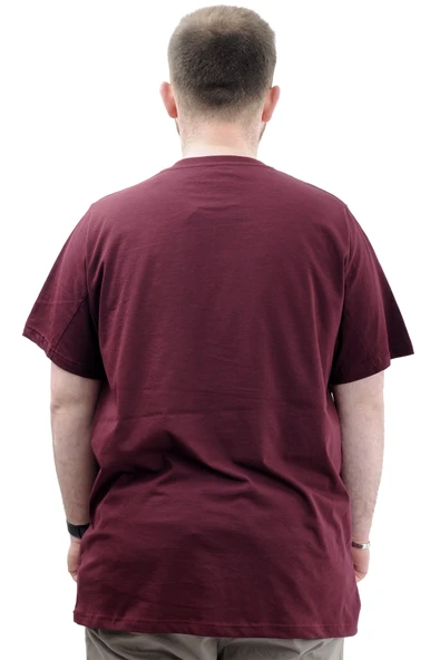 Mode XL Büyük Beden Baskılı Erkek T-Shirt Bisiklet Yaka SIMPLICITY U24046 Mürdüm - Resim 4