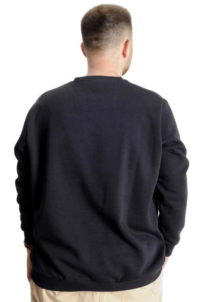 Mode XL Büyük Beden Erkek Sweat BisYaka Do İt Yourself 23168 Lacivert - Resim 4