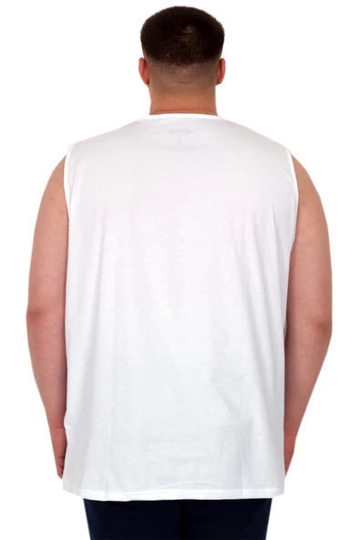 Mode XL Büyük Beden Erkek Atlet Nakışlı U25101 Beyaz - 2