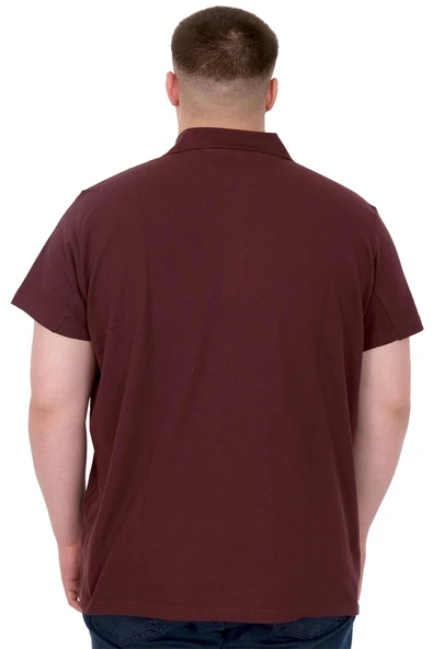 Mode XL Büyük Beden Erkek T-Shirt Polo Sail Boat U25302 Mürdüm - Resim 3