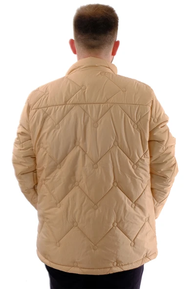 Mode XL Erkek Büyük Beden Dik Yaka Ribanalı Kol Fermuarlı Mont U24611 Açık Kahve - 4