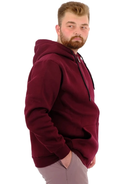 Mode XL Erkek Büyük Beden Sweatshirt Sırt Baskılı Şardonlu CITY U24541 Mürdüm - 4