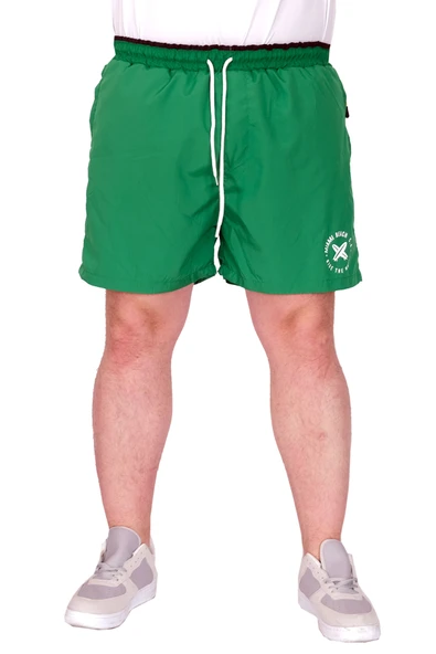 Mode XL Büyük Beden Erkek Deniz Şortu Miami Beach Baskılı Fox 25401 Yeşil ürün görseli 1