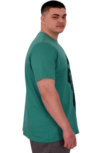 Mode XL Büyük Beden Erkek T-Shirt Bisiklet Yaka Statue U25004 Çağla - Resim 2