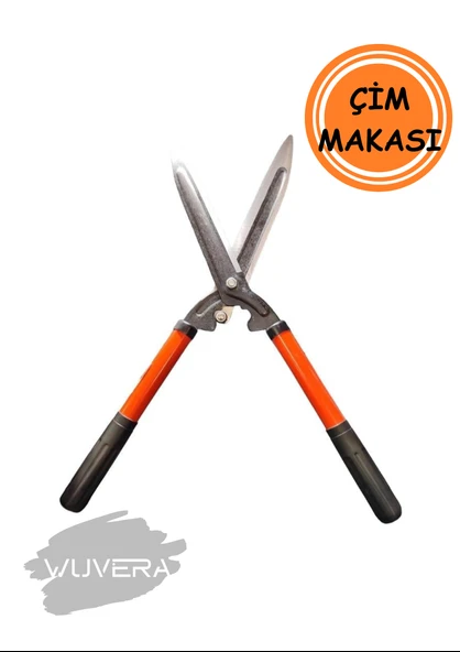 Wuvera Metal Saplı Çim Biçme Makası – Tırtırlı Kesici Ağızlı Bahçe Aracı - Resim 2