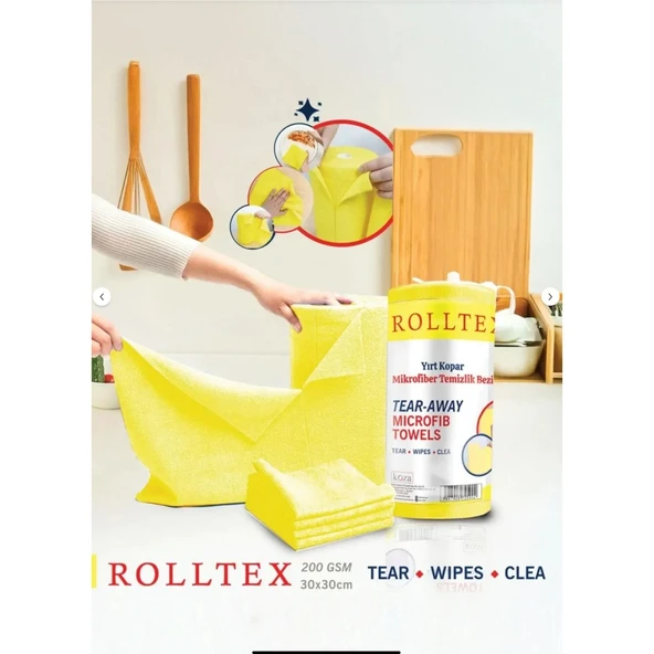 Rolltex 4'lü Paket 80'li 30X30CM Yırt Kopar %100 Mikrofiber Temizlik Bezi 4 Renk - 3