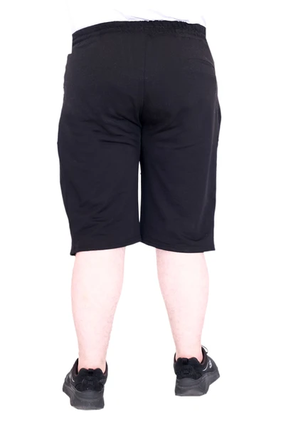 Mode XL Büyük Beden Erkek Şort 2 İplik Parçalı U25504 Siyah - Resim 4