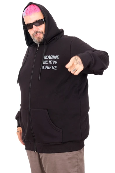 Mode XL Erkek Büyük Beden Sweat Kapşon Ferm. Baskılı 24538 - Resim 3