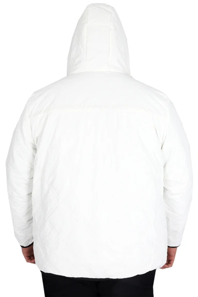 Mode XL Büyük Beden Erkek Mont Kapüşonlu U24608 Ekru - 3