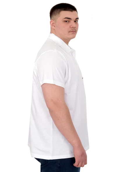 Mode XL Büyük Beden Erkek T-Shirt Polo Sea Bound U25303 Beyaz - Resim 2