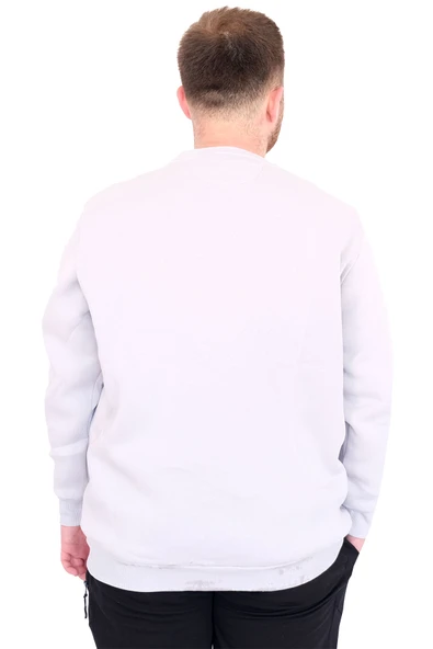Mode XL Büyük Beden Erkek Bisiklet Yaka Sweatshirt DAYS U25801 A.Gri - Resim 4