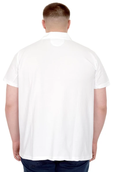 Mode XL Büyük Beden Erkek T-Shirt Polo Sail Boat U25302 Beyaz - Resim 3