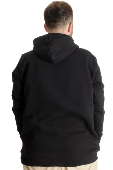 Mode XL Büyük Beden Erkek Sweatshirt Kapüşonlu 23540 Siyah - Resim 2