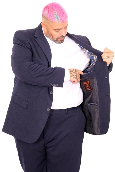Mode XL Büyük Beden Erkek Takım Elbise Zara Tintin Basic 24020 Lacivert - 7