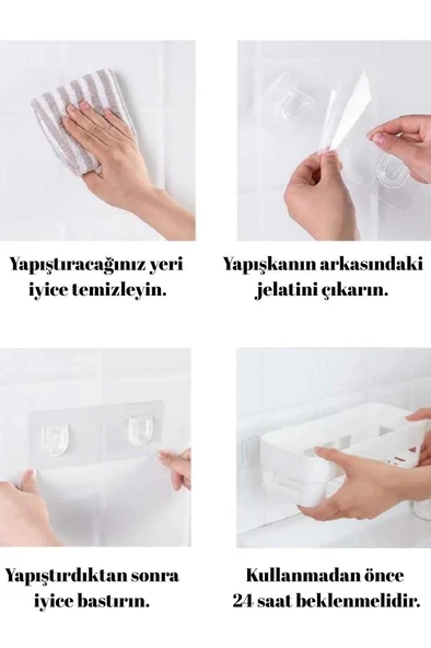 2 Adet Yapışkanlı Köşeli Raf, Vidalama Gerektirmeyen Banyo Duş Şampuan Mutfak Baharat Rafı Beyaz - 5