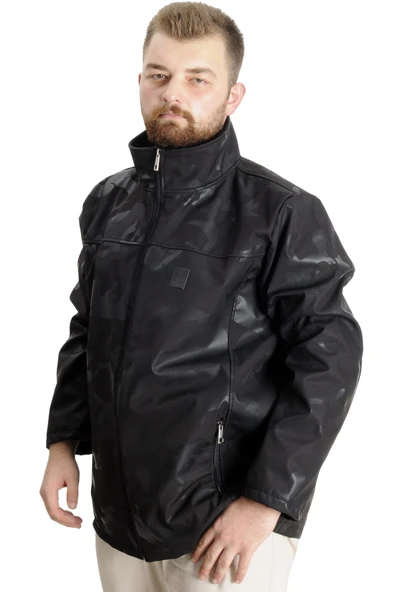Mode XL Büyük Beden Erkek Waterproof Softshell 23232 Siyah - 2