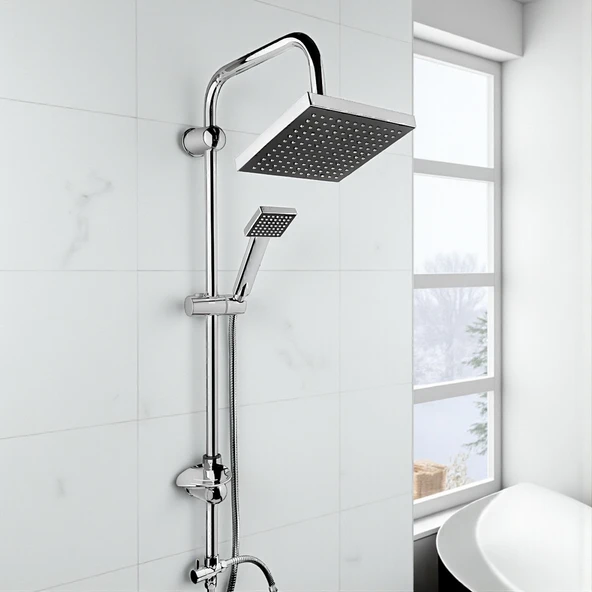 Manor Robot Duş Seti Tam Takım Parlak Krom Standart Yağmurlama Başlık Sabunluklu Vidalı Duş Sistemi - Resim 4