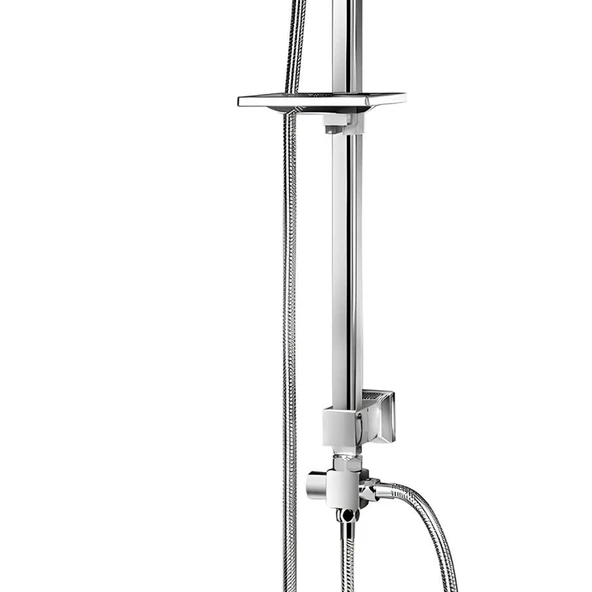 Robot Duş Seti Tam Takım Beyaz Krom Lüks Yağmurlama Fonksiyonlu El Duşu Başlıklı Vidalı Duş Sistemi - Resim 4