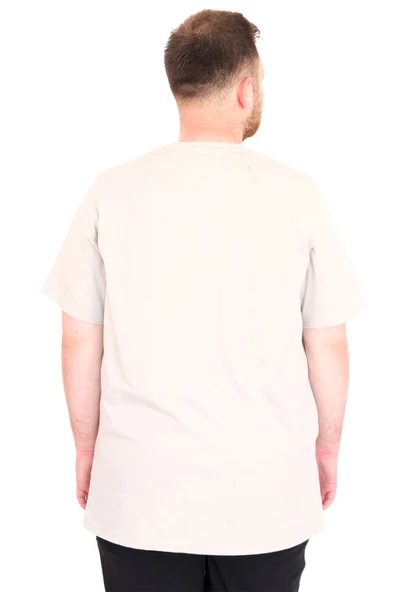 Mode XL Büyük Beden Erkek T-Shirt Bisiklet Yaka Basic U25162 Gri - Resim 4