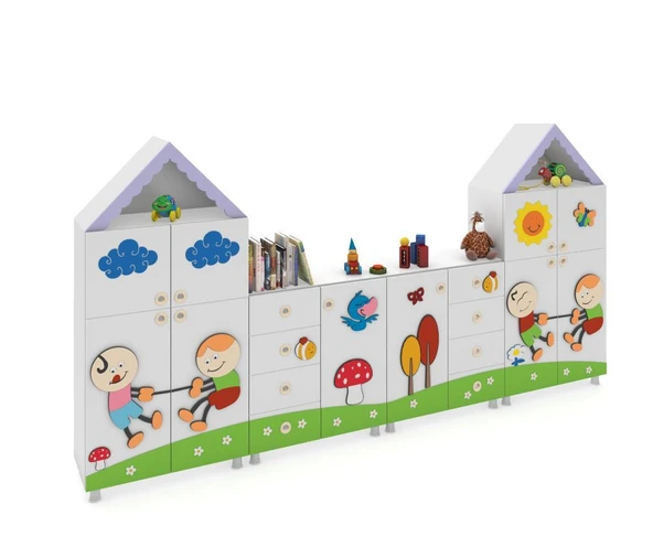 BAHÇE FİGÜRLÜ DOLAP SETİ ürün görseli