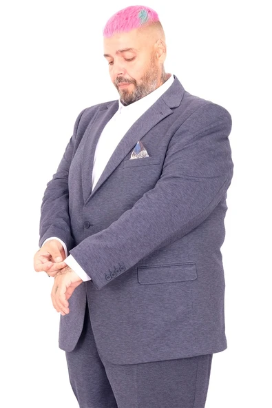 Mode XL Büyük Beden Erkek Takım Elbise Tintin Basic All 24020 Indigo - 8