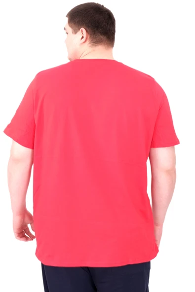 Mode XL Büyük Beden Erkek Baskılı T-Shirt Palm Dream U25026 Kırmızı - Resim 2