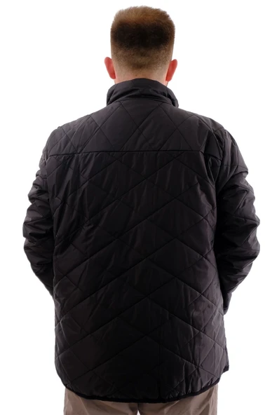 Mode XL Büyük Beden Erkek Dik Yaka Kapitone Mont U24601 Kömür Siyah - 4