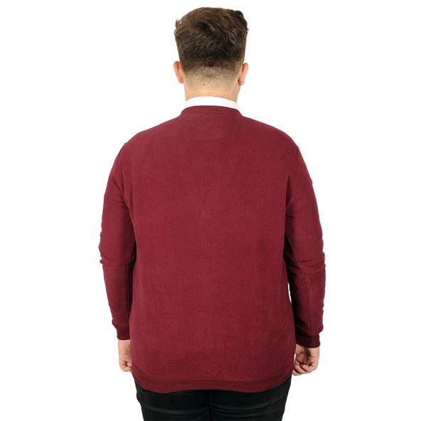 Mode XL Büyük Beden Erkek Hırka Vanize Selanik Düğmeli 20548 Bordo - 2