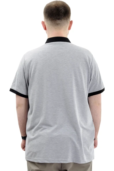Mode XL Büyük Beden Erkek Polo Yaka T-Shirt POLO SPORT U24323 Siyah-Gri - Resim 4